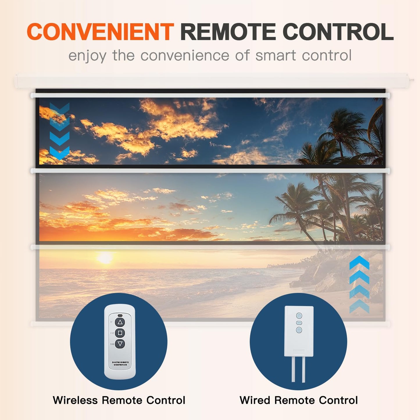 YODOLLA 120" Projector Screen Motorized 16:9, 4K HD Pull Down Retractable Projection Screens Electric Automatic Wall Ceiling Movie Screen for Office Classroom Indoor with Remotes