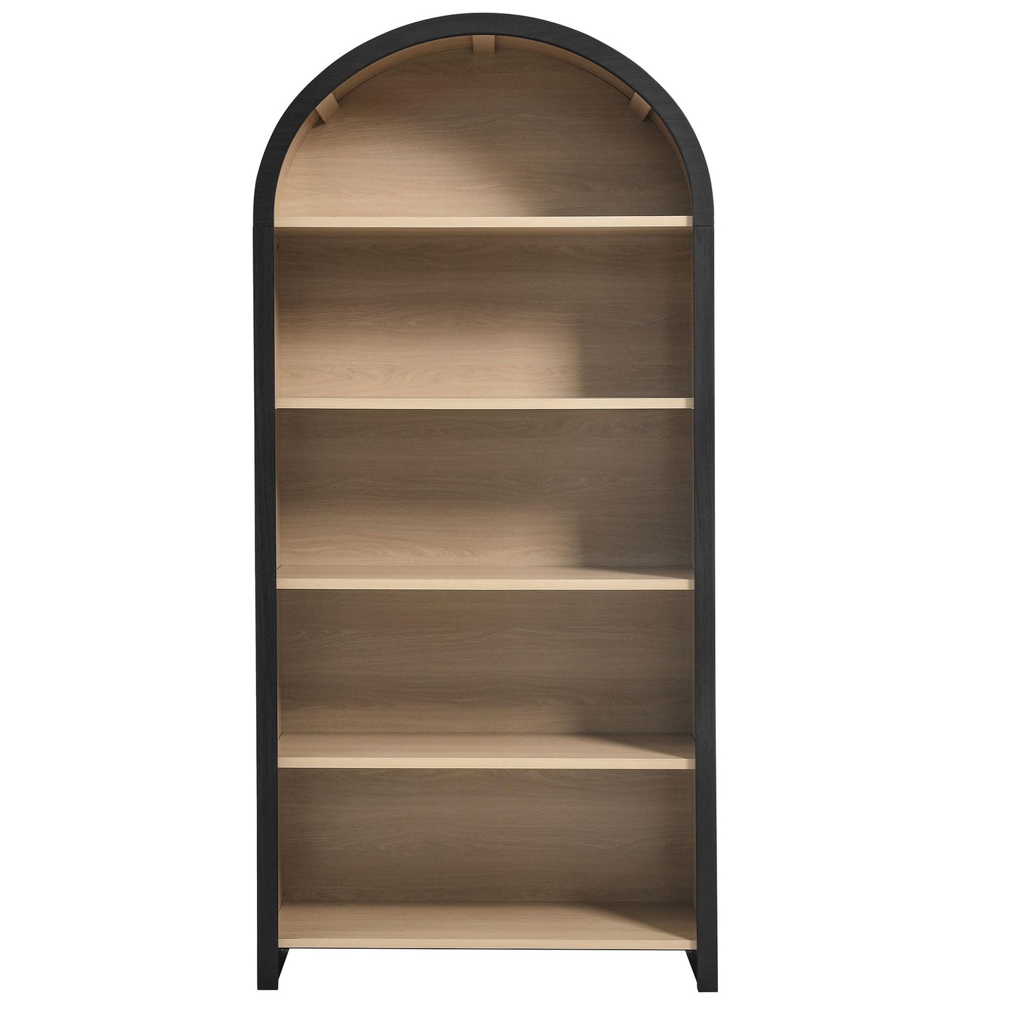 Modway Evie Modern Arched Wide Bookcase in Black - 76 Inch Open Shelf Display Cabinet - Stylish 5-Tier Bookshelf for Living Room, Dining Room, or Home Office