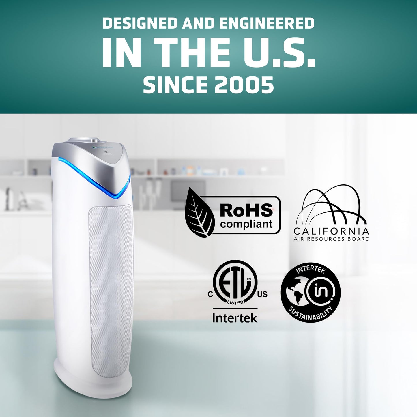 GermGuardian Air Purifier with HEPA 13 Filter, Removes 99.97% of Pollutants, Covers 743 Sq. Foot Room in 1 Hour, UV-C Light Helps Reduce Germs, 22 Inch, 2-Pack, White, AC4825W2PK