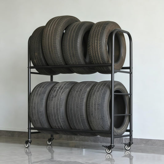 AKFNCJE Movable Heavy Duty Tire Rack, Adjustable Tire Storage Rack