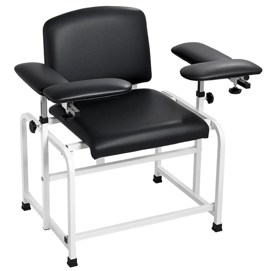 VEVOR Phlebotomy Chair 750LBS Capacity Blood Draw Medical Chair, Comfortable Blood Drawing Chairs with Adjustable Armrests, Soft Padded Seat, Easy-to-Clean PVC Leather for Hospitals Clinics