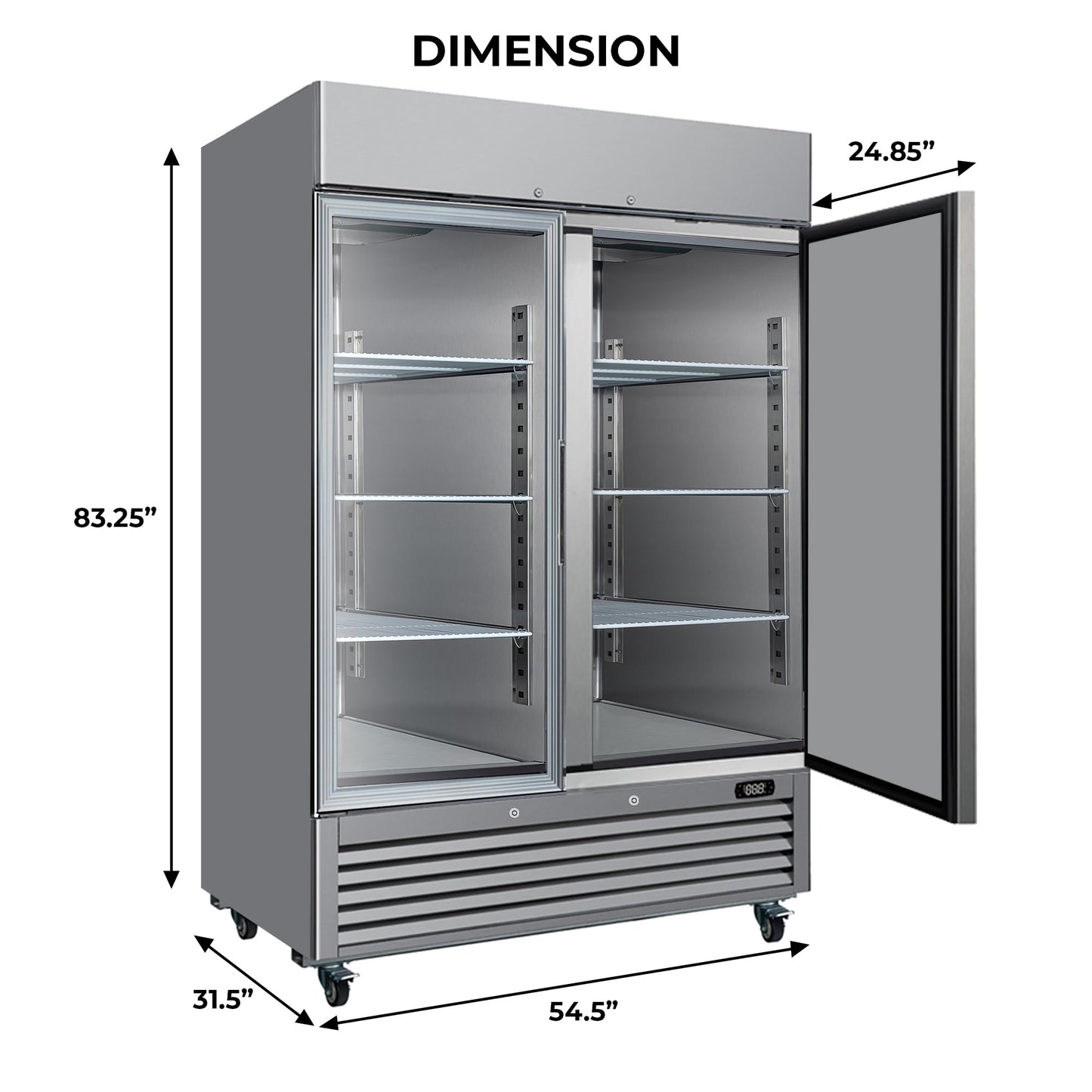 Kenmore Commercial Freezer – Upright Convertible Refrigerator, Frost Free, Congelador For Restaurant Industrial Use, Cafe, Shop, Reach-In Full-Size 49 Cu.ft Stainless Steel