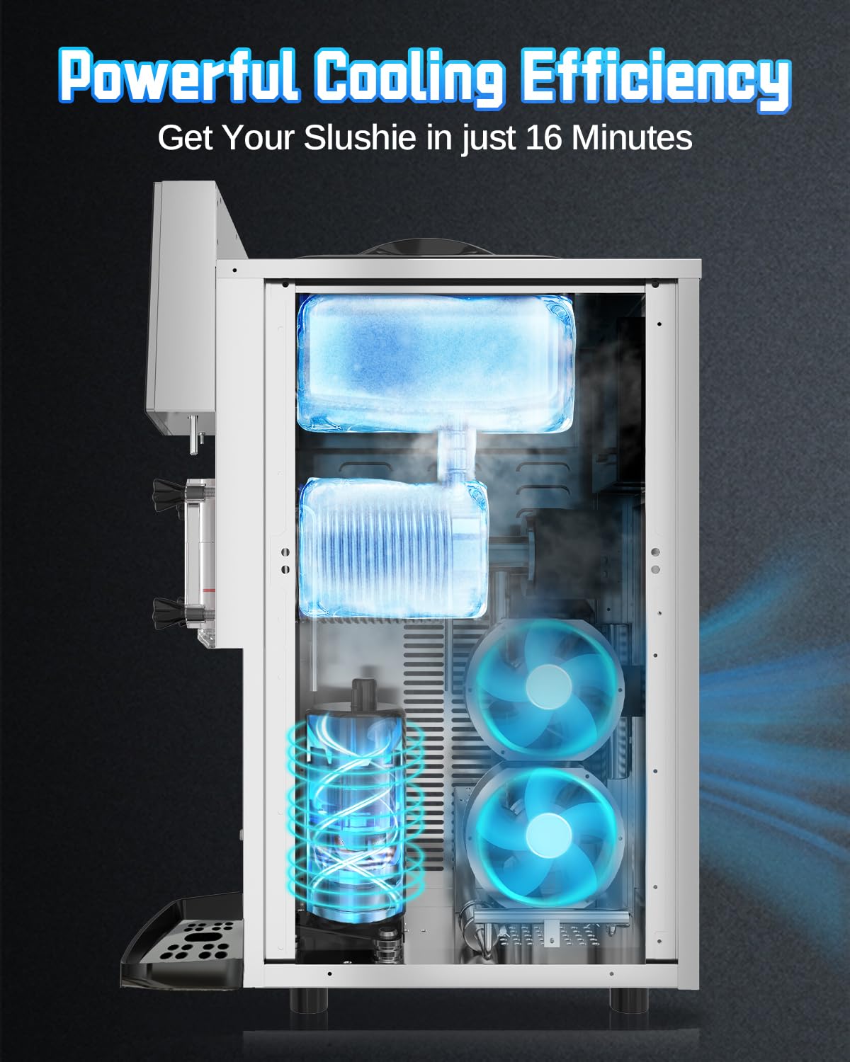 Slushie Machine Commercial 18 Minute First Batch 3.2 Gals Capacity Margarita Machine 4-6.6 Gallons Per Hour High Output 1550W Slushy Machine for Bars Restaurants Pool Party Food Truck Catering Events