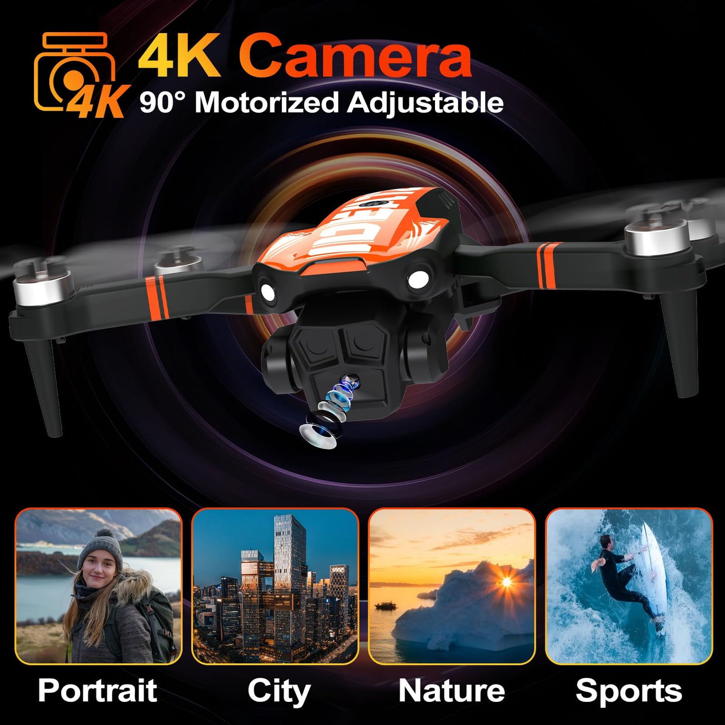GPS Drone with Camera for Adults 4K Professional, Auto Return Follow Me FPV Video Drones with Brushless Motor, Circle Flight Waypoint Fly, Foldable RC Mini Quadcopter for Beginners Under 250G Gifts