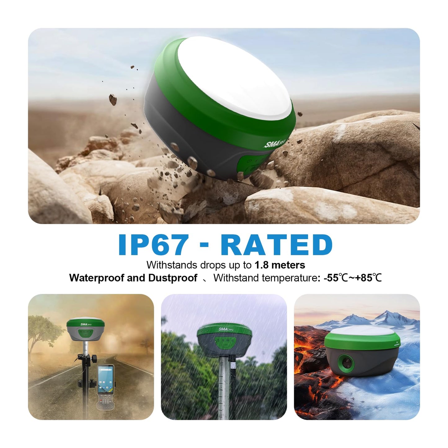 SMAJAYU SMA28H Laser RTK GNSS Rover with Collector, Permanent Software, Dual Cameras, AR Stakeout, Drone Base Station, 120° IMU, 30m Laser, 15km UHF, 2cm Accuracy, 4G NFC NTRIP