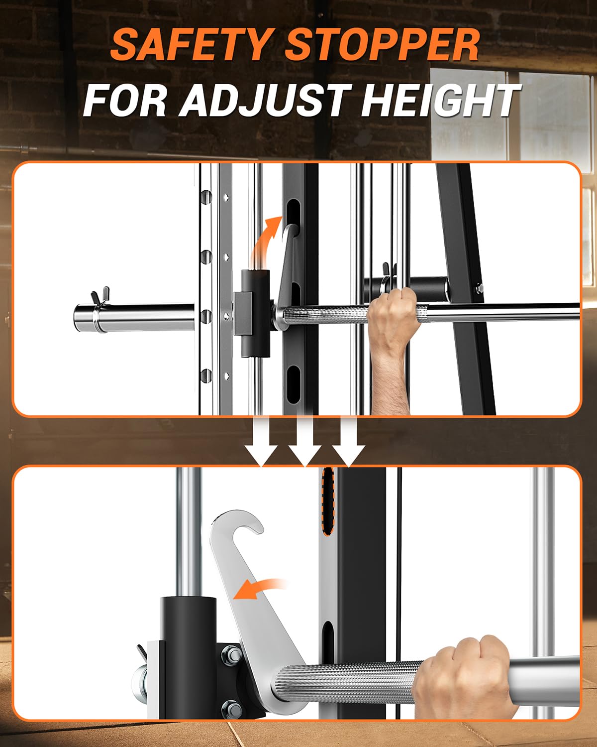 Multifunctional Smith Machine Home Gym 2200LBS Squat Rack Power Cage with LAT Pulldown, Cable Crossover System, Smith Bar, Leg Attachments, Workout Equipment