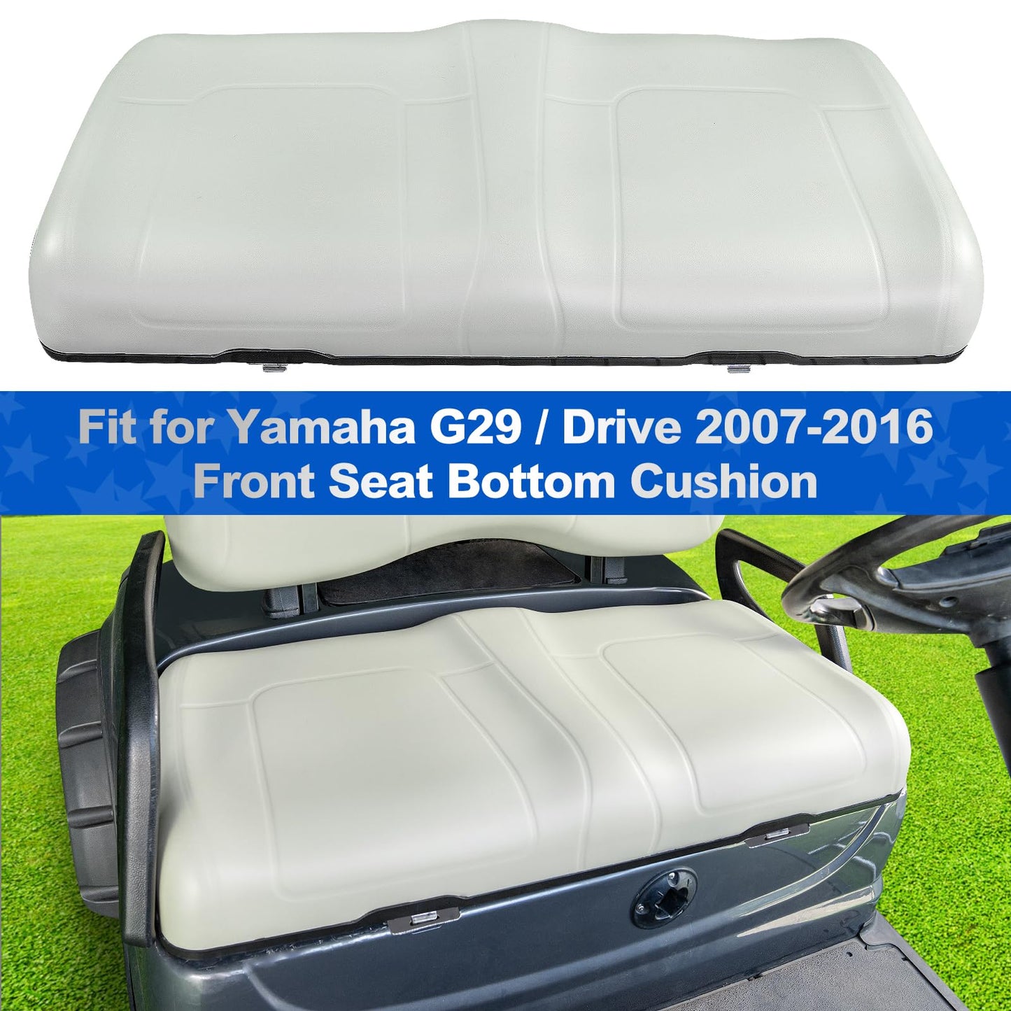 NOKINS Golf Cart Front Seat Bottom Cushion for Yamaha G29/Drive 2007-2016(Oyster Gray)