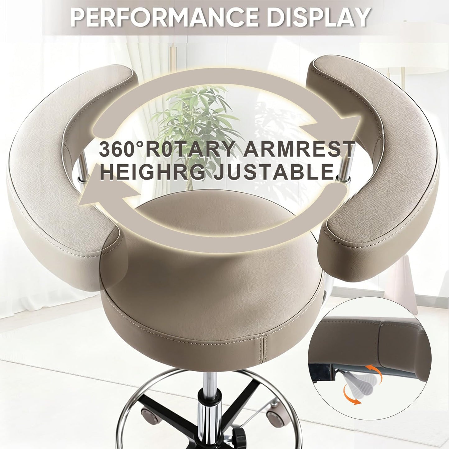 Viviange Ergonomic Dental Stool with Adjustable Height & Rolling Base - Comfortable Dentist Chair for Hygienists, Assistants, & Medical Professionals - Grey