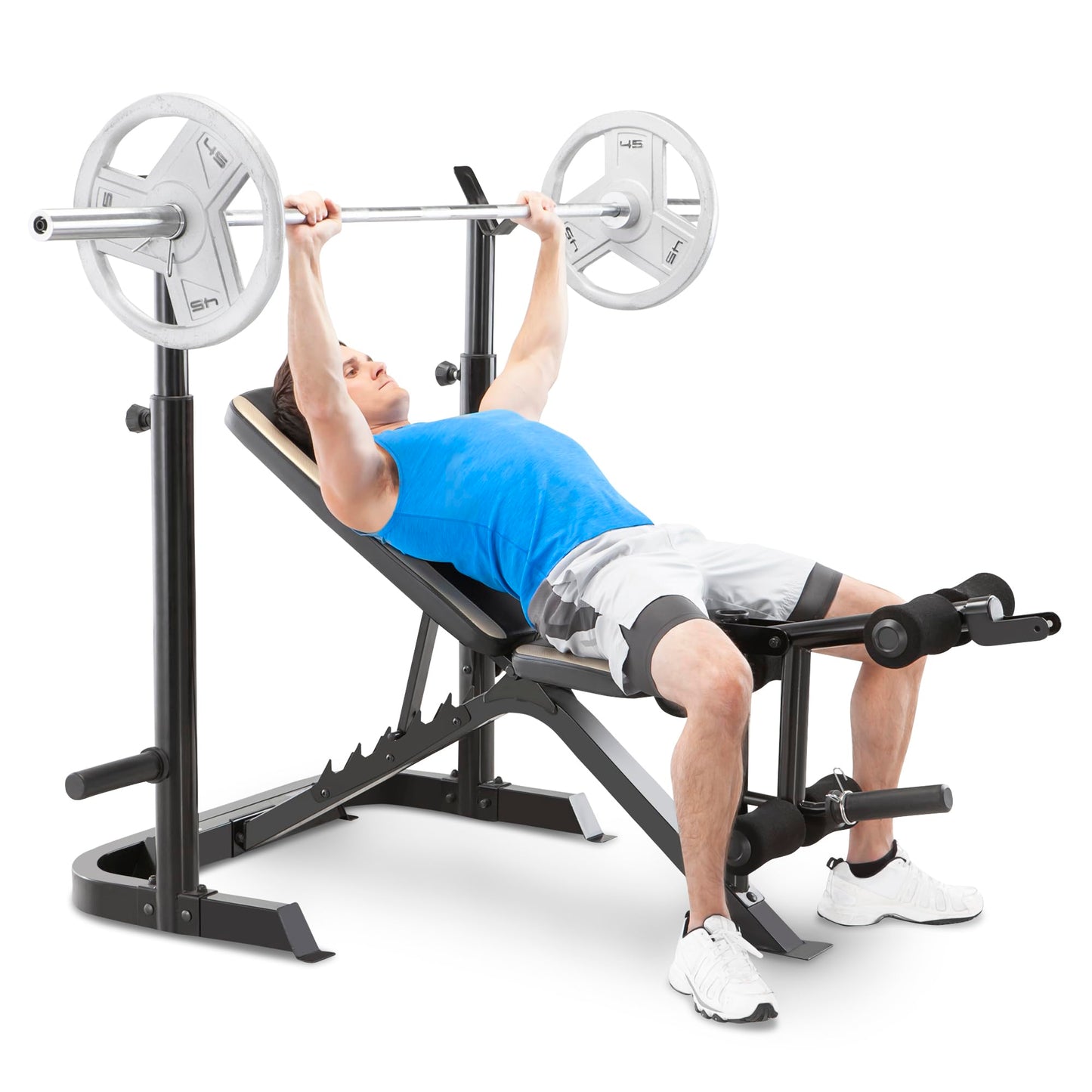 Marcy Adjustable Olympic Weight Bench with Leg Developer and Squat Rack MD-879