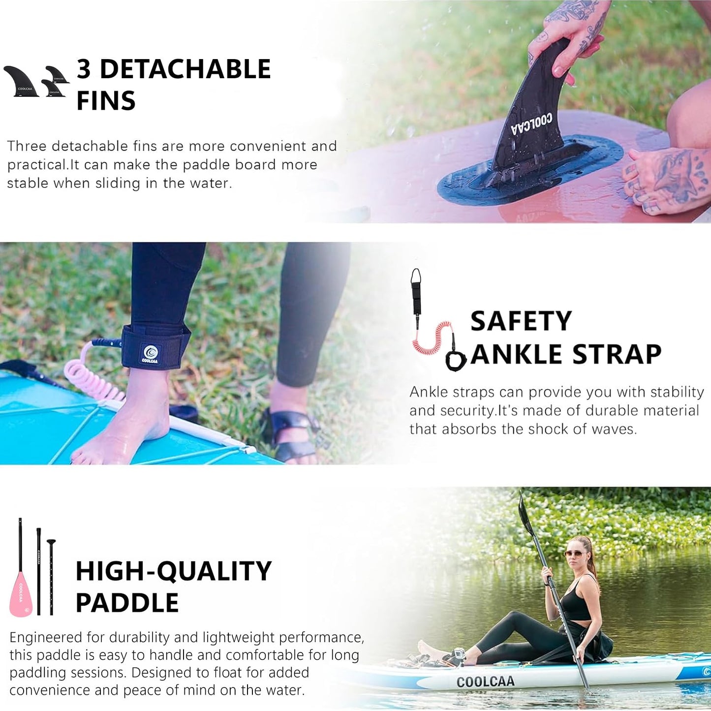 COOLCAA Dolphin Lite 11' Inflatable Stand-Up Paddle Board, 420Lbs Capacity SUP Board with 33'' Extra Wide, Fishing Paddleboard with Accessories & Bag for Adults Youth (Pink Coast)