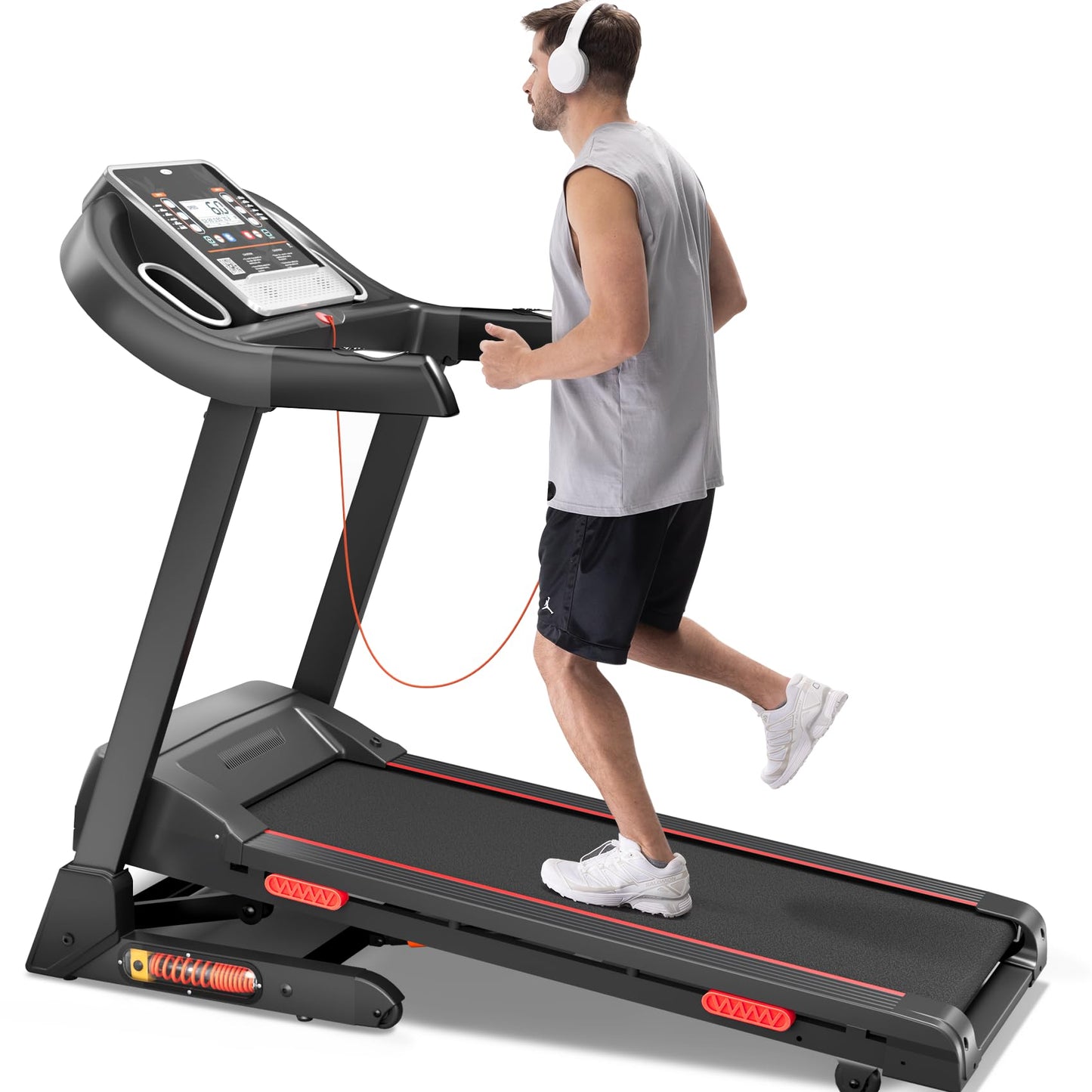 UMAY Foldable Treadmill with Auto Incline, Quiet Treadmills for Home, 12 Preset Programs, 3.0 HP, 9 MPH, 300lbs Capacity