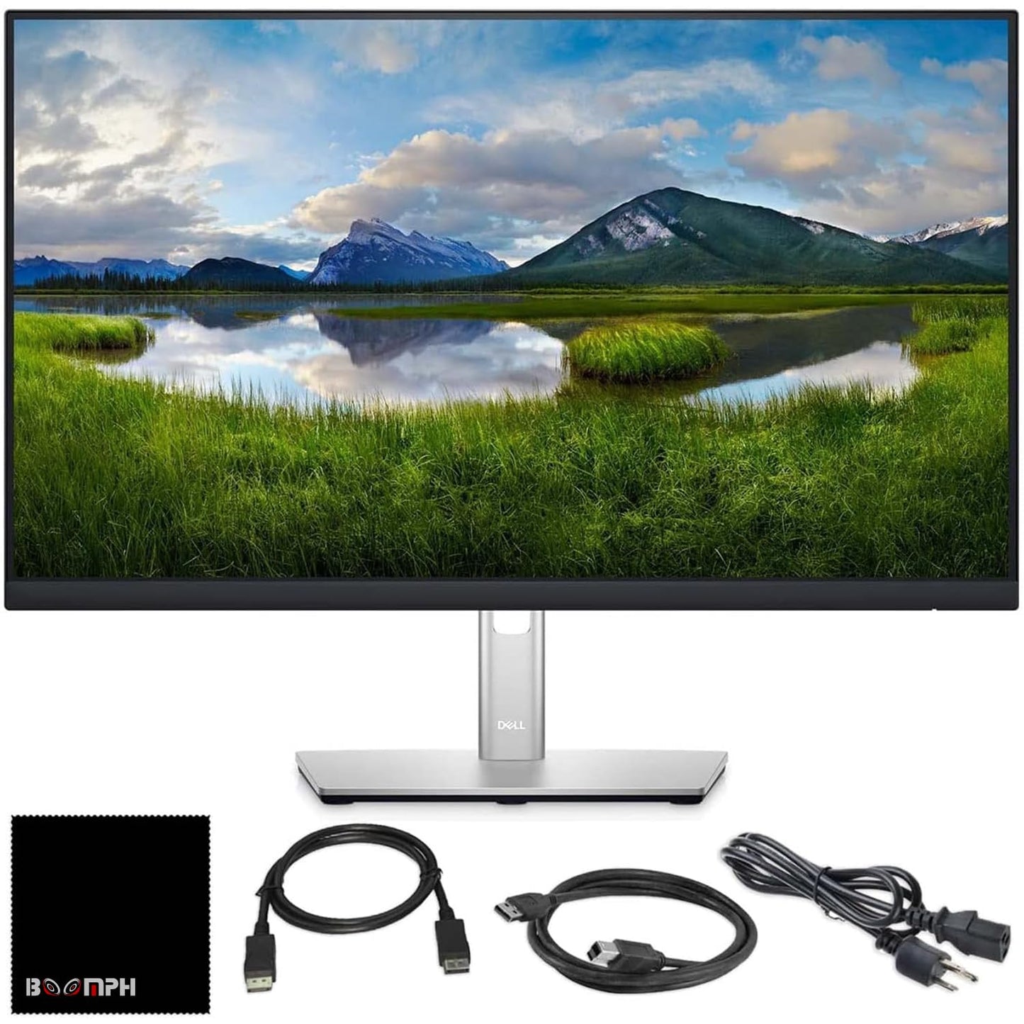 Dell P2425H 24" Full HD IPS Monitor – 1080p, 16:9, DisplayPort & USB 3.0 Cables – Latest Model – Boomph's Comprehensive Ultimate Performance Cloth Solution for Your Workspace