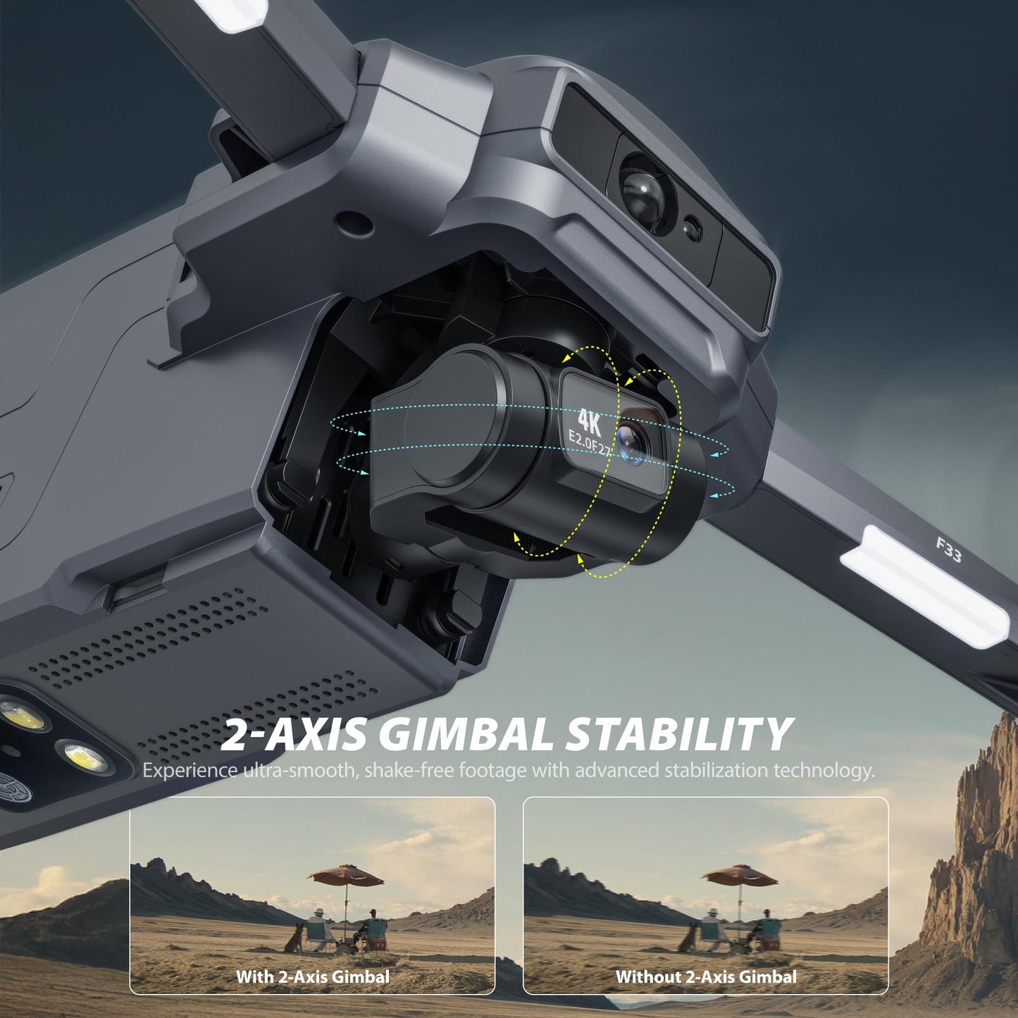 Contixo F33 Professional Drone - 4K/30FPS Camera, GPS & Optical Flow, 2-Axis Gimbal + EIS, 5.5" Touchscreen Remote, Obstacle Avoidance, 4-Mile FPV, 42-Min Flight, Hunting & Outdoor Tracking