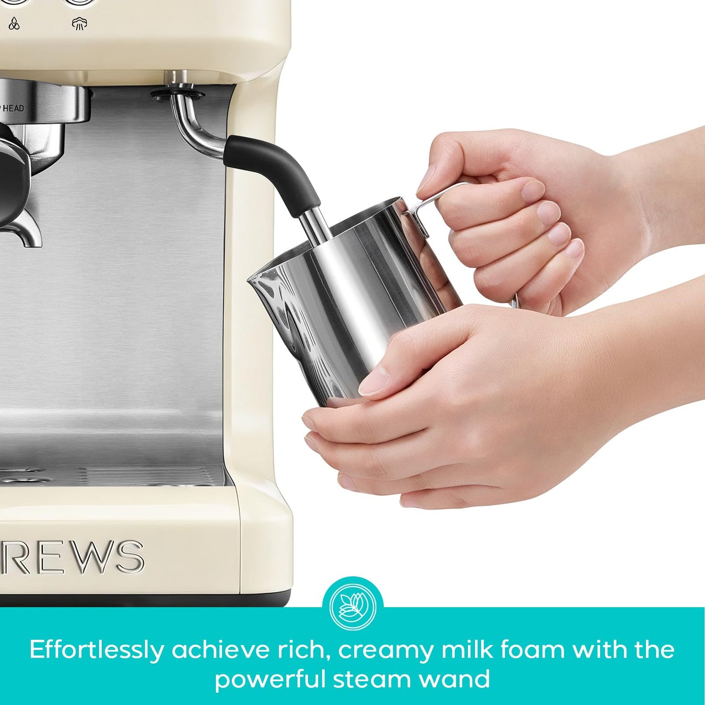 CASABREWS Ultra Espresso Machine with LCD Display, 20 Bar Espresso Maker with Powerful Milk Frother, Customizable Brewing Temperature, Barista-Level Latte and Cappuccino Machine for Home, Creamy