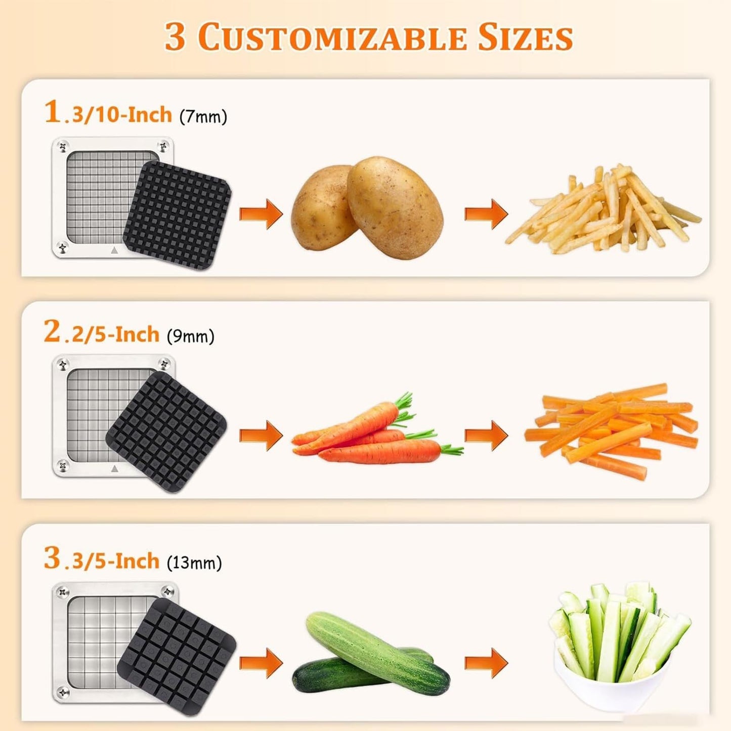 Juicer & Potato Chips Cutter, Electric Fry Cutter and Juice Extractor Machine, 7/9/13mm Blades, 304 Stainless Steel, Dual Power Supply Mode, for Potato, Carrot Strips, Orange Lemon