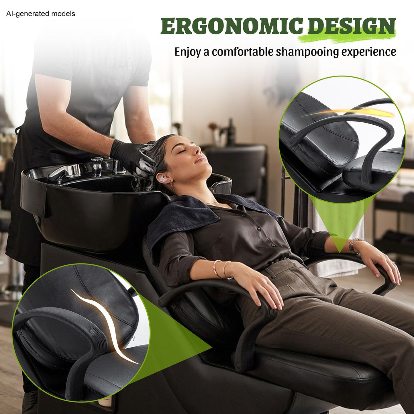 CNFKF Shampoo Bowl Chair Set, Hair Washing Station for Salon