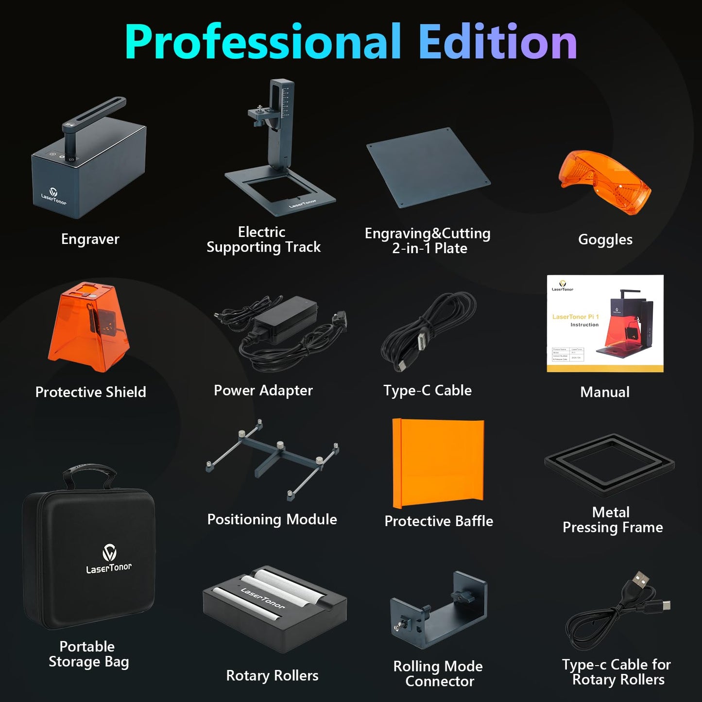 Laser Engraver with Roller, 10W Portable and Handheld Laser Engraving Machine for Wood Metal Leather Acylic 1060mm/s High Speed &360°‌‌ Full-Angle Engraving Laser Cutter, Full Set with Rotary Roller