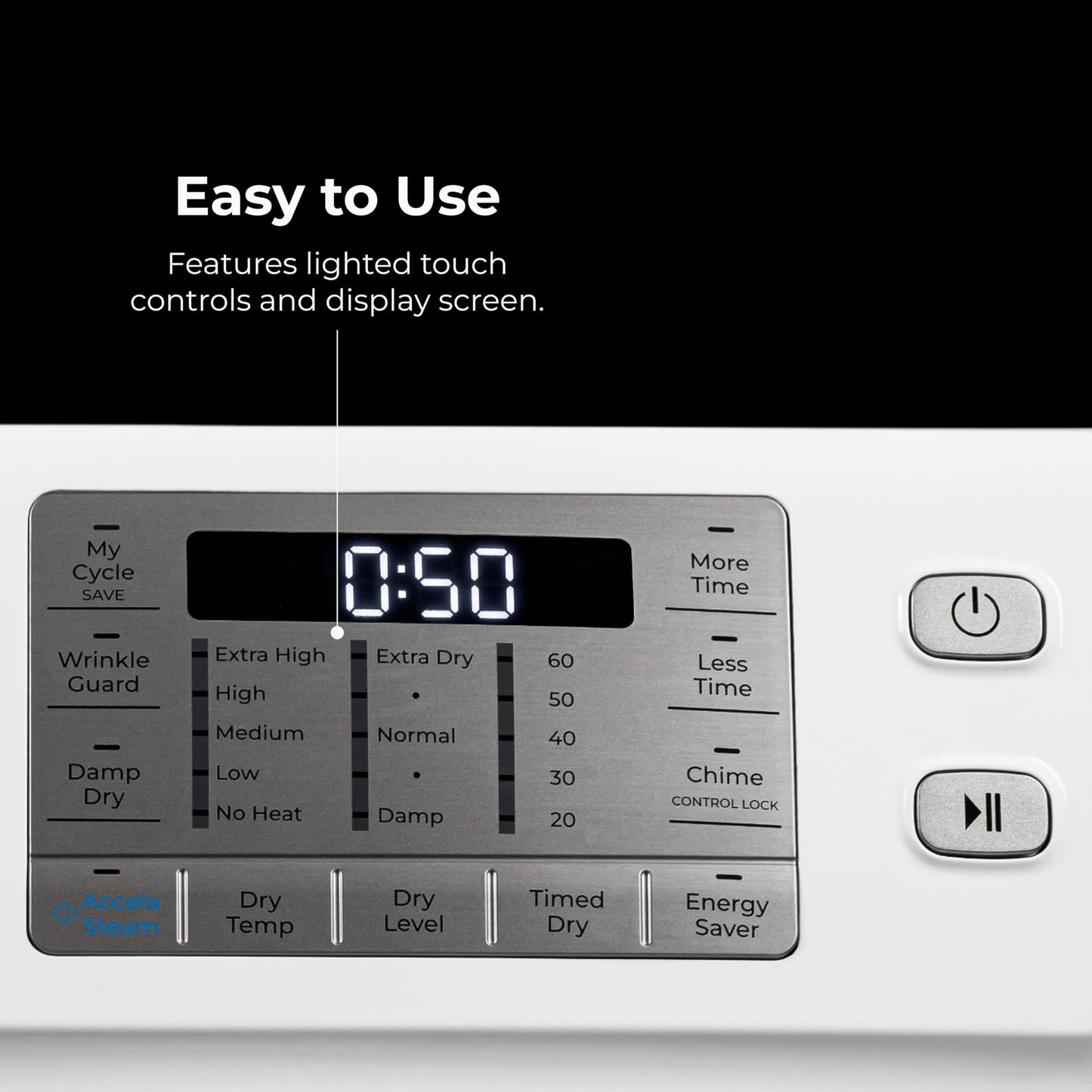 Kenmore 8.0 cu. ft. Front Load Electric Dryer with Wrinkle Guard & Accela Steam to Reduce Wrinkles, Static & Odors - Smart Sensor Drying - LED - ENERGY STAR Certified - White