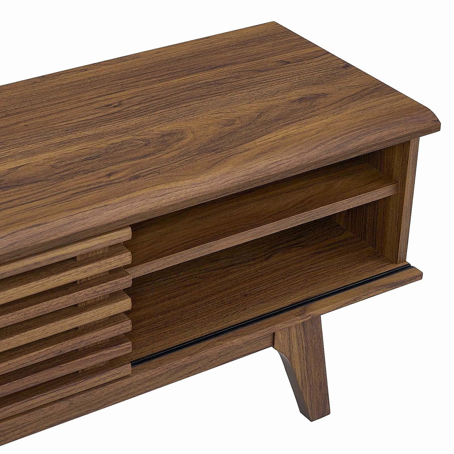 Modway Render 70" Mid-Century Modern Low Profile Media Console Entertainment TV Stand in Walnut Walnut