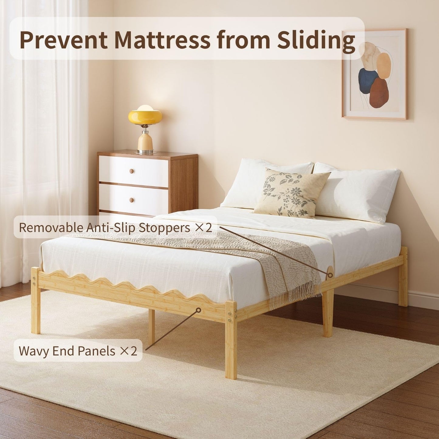FSCHOS 14 Inch Bamboo Full Size Platform Bed Frame