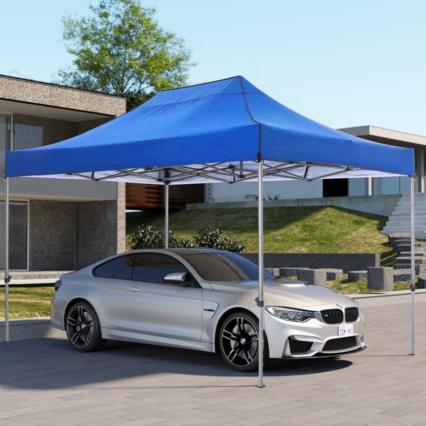 COBIZI 10x15 Pop up Canopy Gazebo 3.0, Easy up Heavy Duty Canopy with 4 Removable Sidewalls, High Stability, All Weather Sunshade 100% Waterproof Outdoor Canopy Tents with Carry Bag, Blue