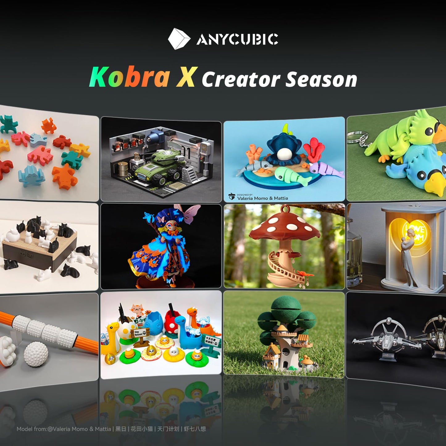 Anycubic Kobra X Multicolor 3D Printer, Easy Setup with Native 4-Color Printing Up 19 Color, 600mm/s Fast 3D Printing, AI Camera, Quiet 45dB, 260mm³, FDM for Kids Beginners Family Makers Professional