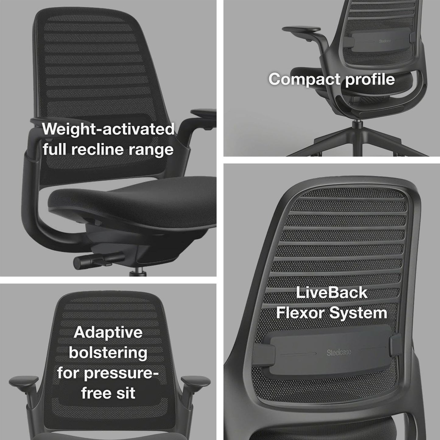 Steelcase Series 1 Office Chair - Ergonomic Work Chair with Wheels for Carpet - Helps Support Productivity - Weight-Activated Controls, Back & Arm Support - Easy Assembly - Blue Jay