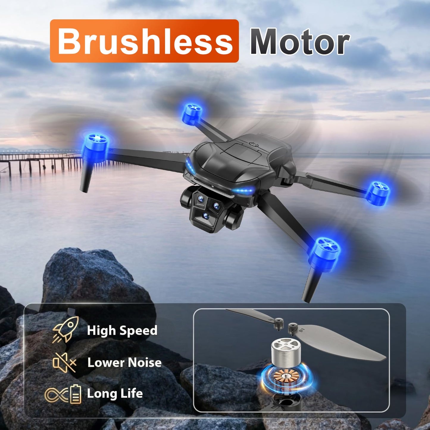 GPS Drone with Camera for Adults - 4K Drone with 4.5” FPV Screen Controller, 60 Min Flight, Brushless Motor Foldable Quadcopter, Auto Return, Follow Me, 3 Speed Modes for Beginners - Gift Under 249g