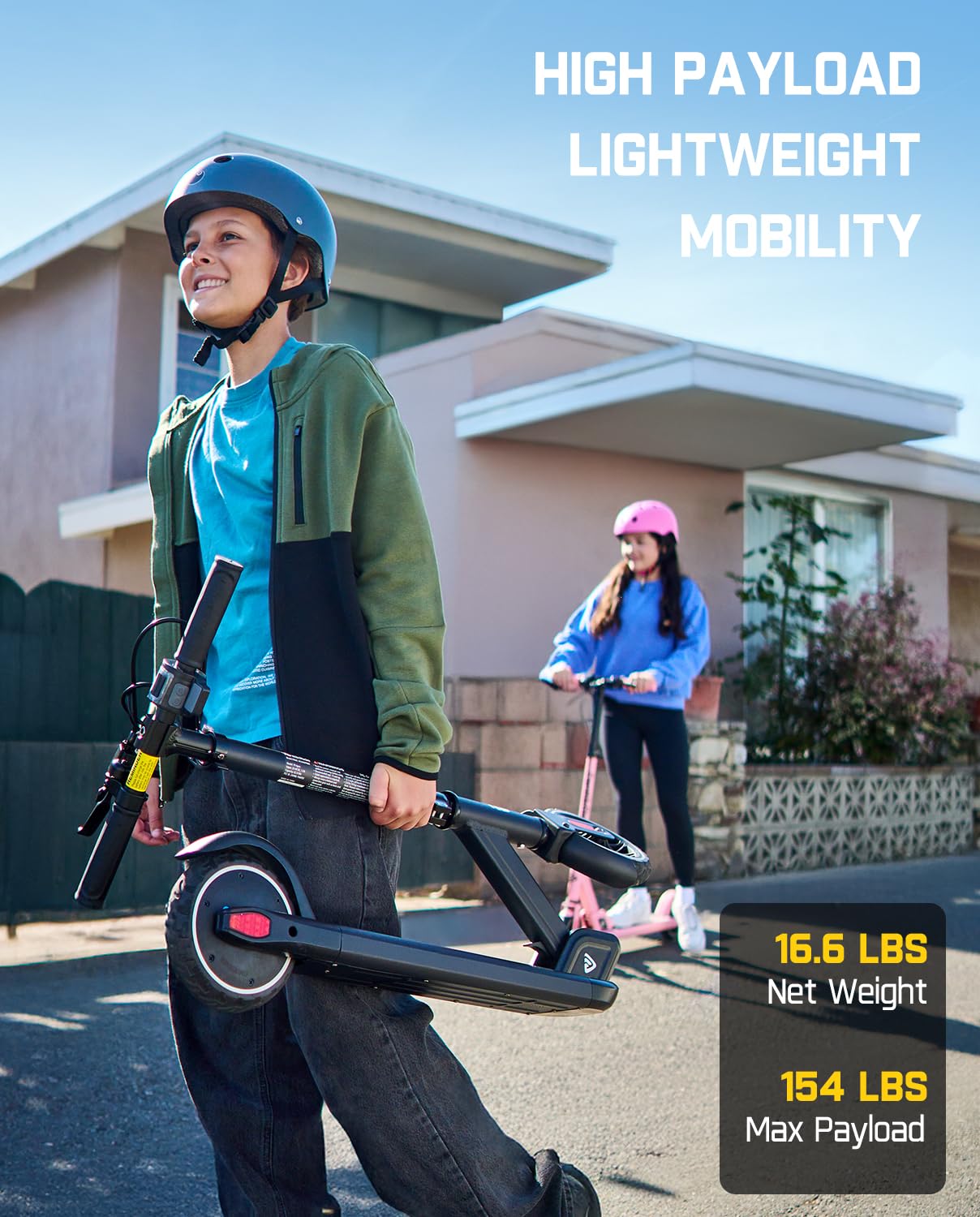 FanttikRide T9 Electric Scooter for Big Kids 6-14, 7/10/12 MPH, LED Battery Level, Height Adjustable and Foldable, Electric Scooter for Teenagers, Up to 40 mins, Black
