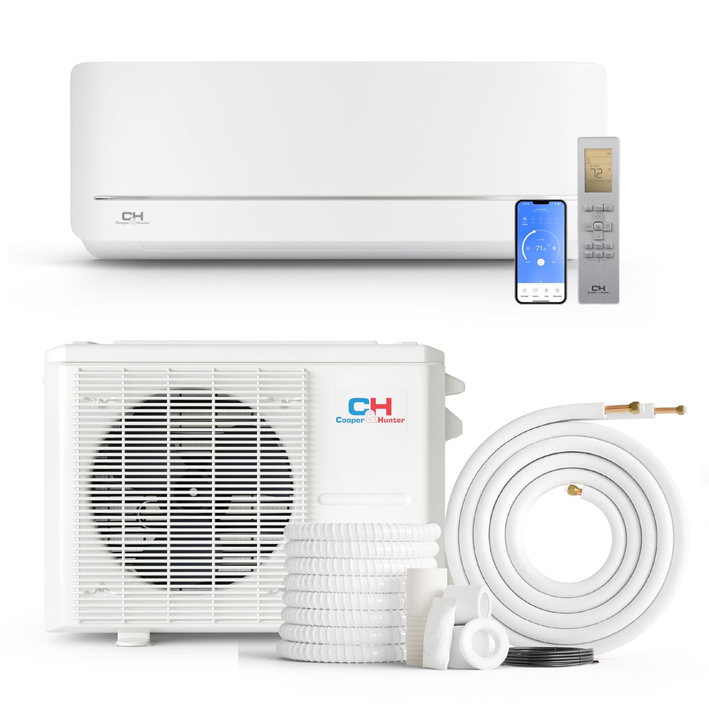 Cooper & Hunter MIA Series 12,000 BTU 115V Mini Split AC/Heating System, Ductless Wall Mount – 21.2 SEER2 Inverter – 16FT Installation Kit & Smart Control Included – Pre-Charged