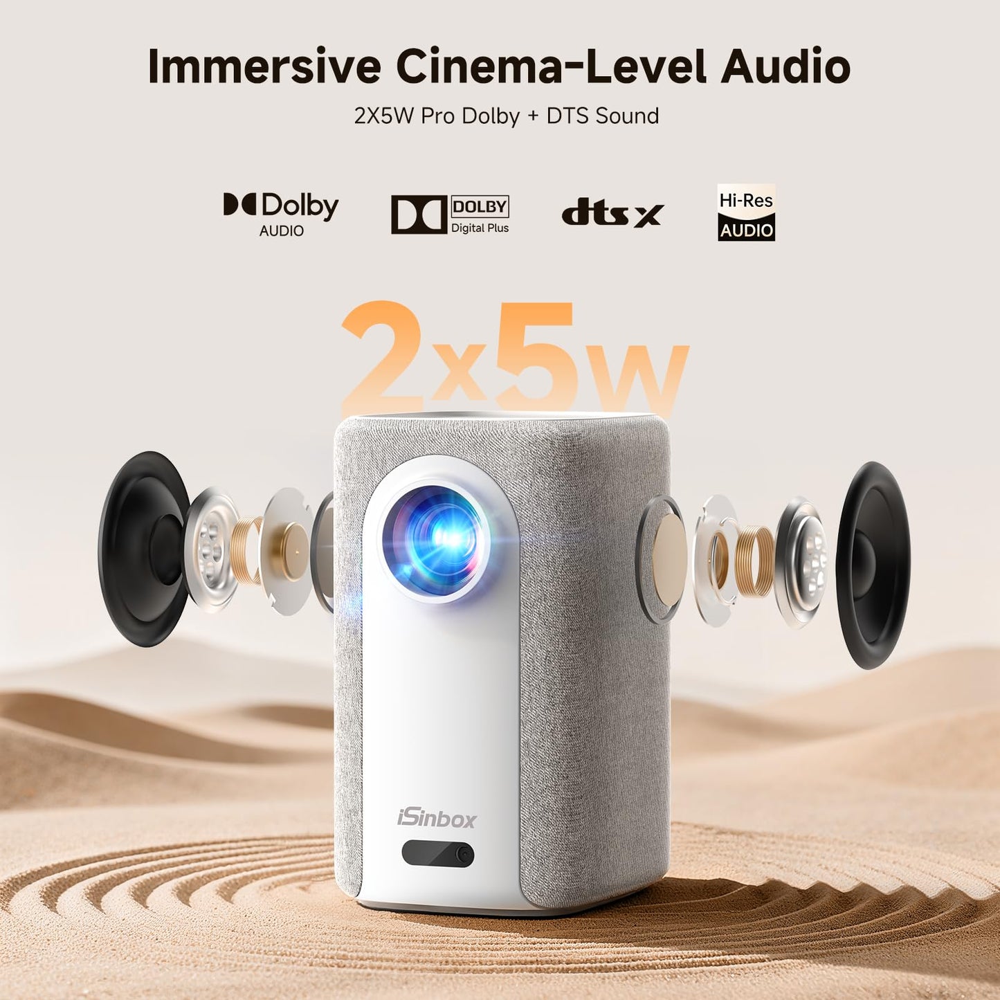 [Short Throw/1500ANSI/Built in Apps] 4K Outdoor Projector with WiFi and Bluetooth, Auto Focus Projector with Dual-Mode Stand, Smart Portable Proyector with Netflix/YouTube/PrimeVideo & Dolby