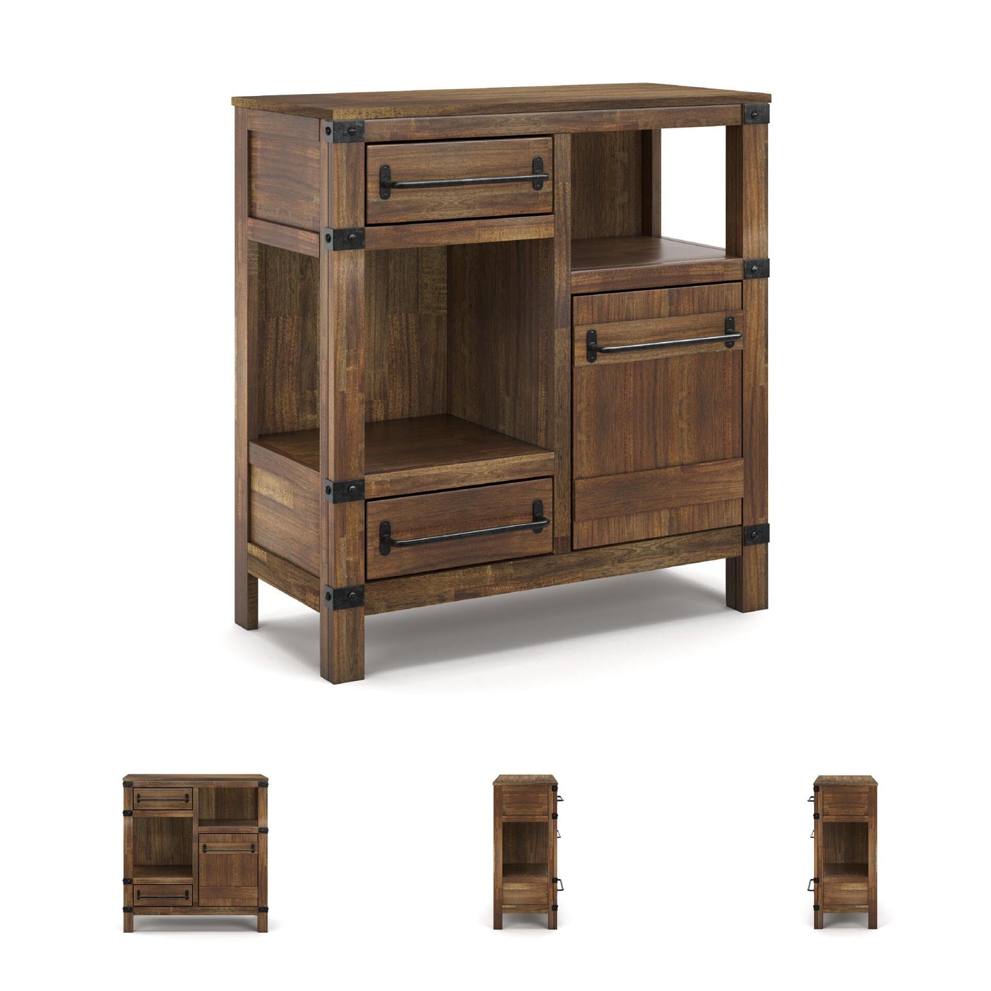 Signature Design by Ashley Roybeck Industrial Accent Cabinet with 2 Shelves, 1 Adjustable Shelf and 2 Drawers, Light Brown