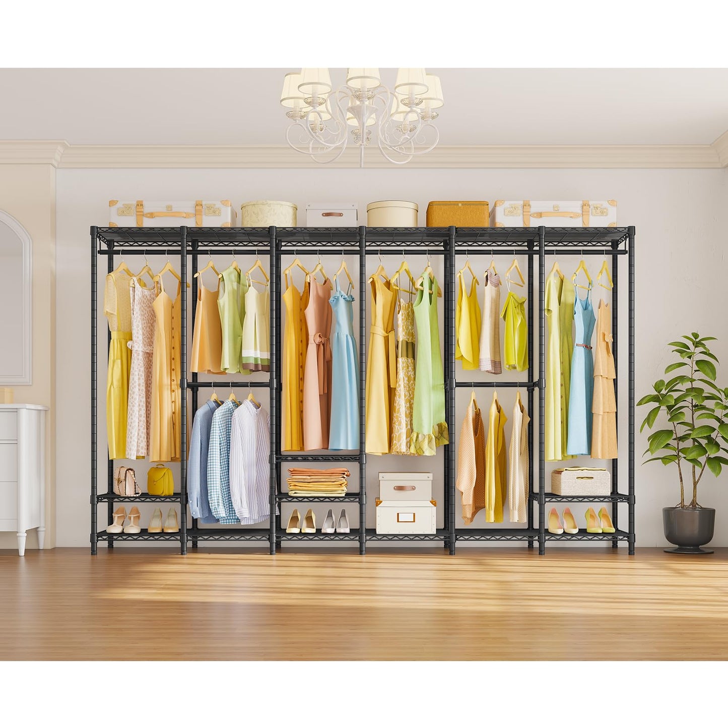 VIPEK V60 Extra Large Portable Closet Rack Heavy Duty Clothing Rack for Hanging Clothes Freestanding Wardrobe, Metal Closet for Bedroom Storage and Organizer, Load 1620lbs, Black