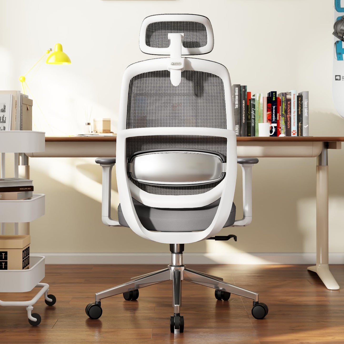 QuelSoft Ergonomic Office Chair, Home Office Desk Chairs, 3D Lumbar Support High Back Desk Chair, Comfortable Computer Chair & Gaming Chair for Office & Home - Silver