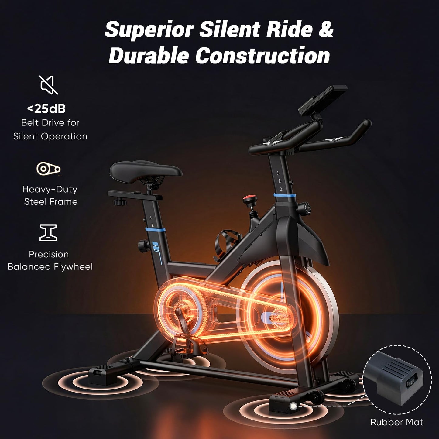 DUMOS Exercise Bike with APP, Stationary Bikes for Home, Workout Bike for Adults & Seniors, Adjustable Height and Resistance, Low Noise, 265lbs Weight Capacity, Easy Setup, Black&Blue