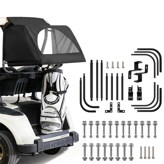 Universal Rear Bag Rain Cover Kit, Split Golf Cart Rear Rain Cover Kit Suitable for Most 2-Passenger Club Car EZGO Yamaha Golf Carts - Black