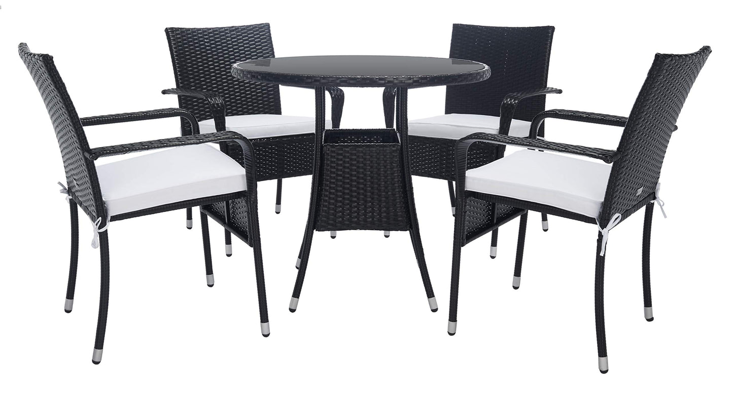 SAFAVIEH Outdoor Collection Laina Black/White Bistro Set PAT7703A-2BX