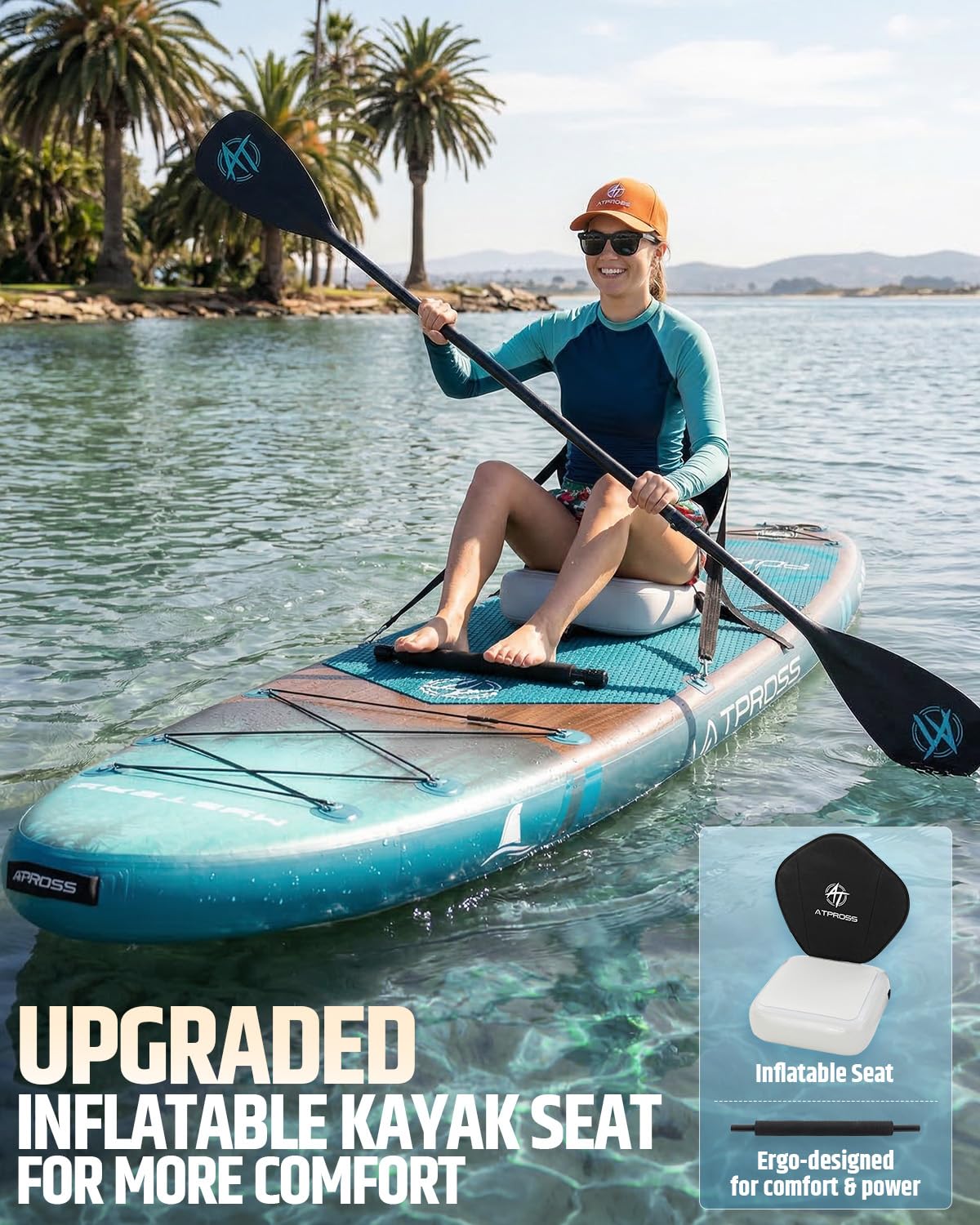 12'x36 Inflatable Paddle Board, 500lbs Extra Wide Stand Up Paddleboard for Adults with Blow Up Kayak Non-Slip Stable Deck Boat, Premium SUP Accessories Kit & Backpack, Tailored 5 Fins