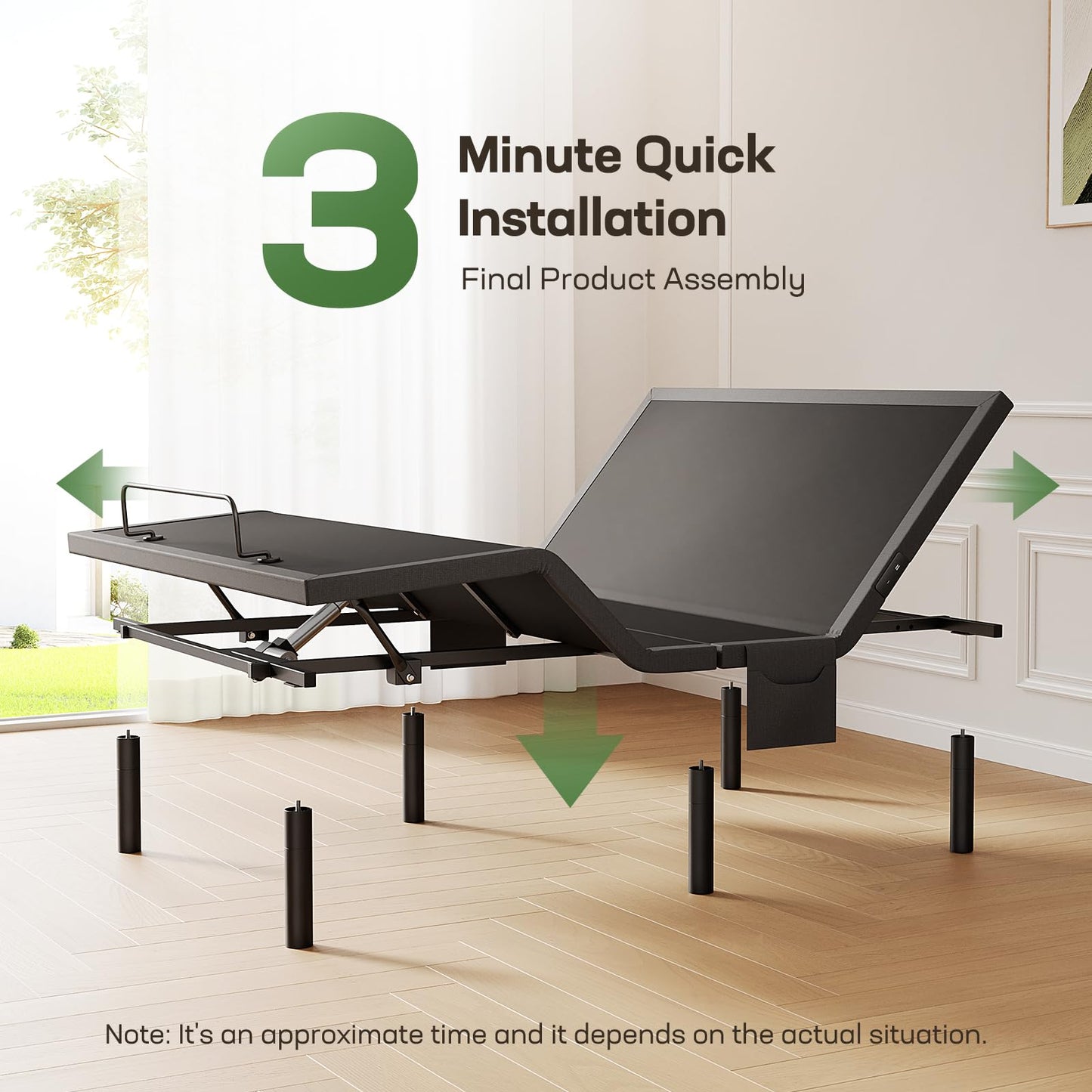 Marsail MS01-2 Split King Adjustable Bed Base with Massage-APP Connects Adjustable Bed Frame with 4 Height Options, 3 Minutes Fast Assembly, Wireless Control Adjustable Bed with Under-Bed Nightlight