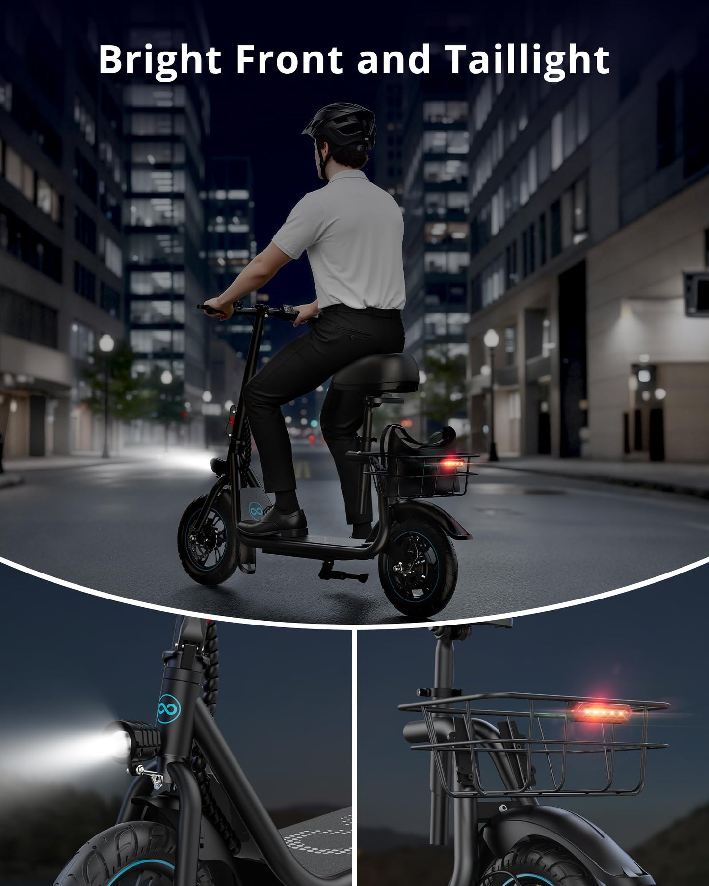 Gyroor Electric Scooter for Adults & Teens with Seat, 450W Motor, Upgraded Stable Battery, 20 Miles Range, Folding Commuter Scooter, Comfort Seat, Bonus Lock & Phone Holder for Urban Travel, C1-CMM