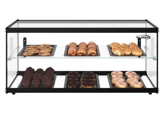 KoolMore 33 in. 2 Tiered Pastry Display Case with Glass Shelf and Sliding Door, 3.2 cu. ft. Capacity, ETL Listed (KM-DC-3CSBK)