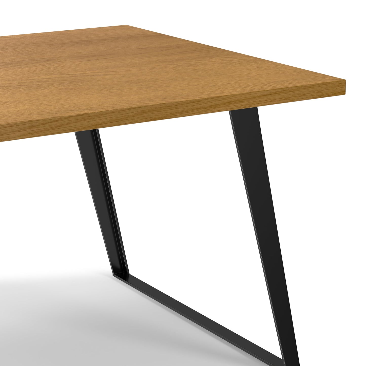 SIMPLIHOME Lowry Dining Table - 66 inch Wide Solid Wood Oak Veneer Table, Modern Industrial Style for Dining Room or Kitchen with Angled Graphite Grey Powder-Coated Iron Legs and Thick Top, Seats 6