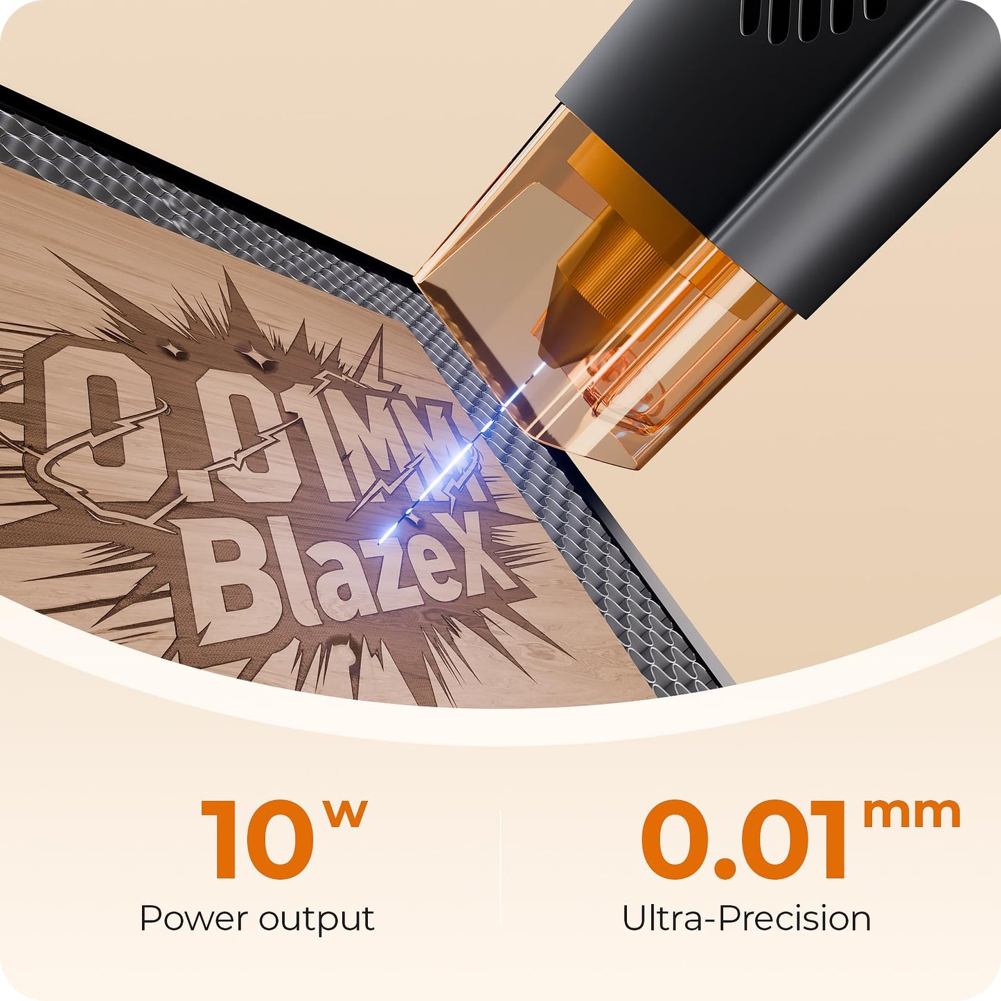 BlazeX M3 10W Laser Engraver Machine, 0.01mm Ultra-precision Laser Cutter and Engraver Machine for Wood Metal Glass Leather, Beginner-Friendly, with Enclosure Honeycomb Engraving Materials, Class 1