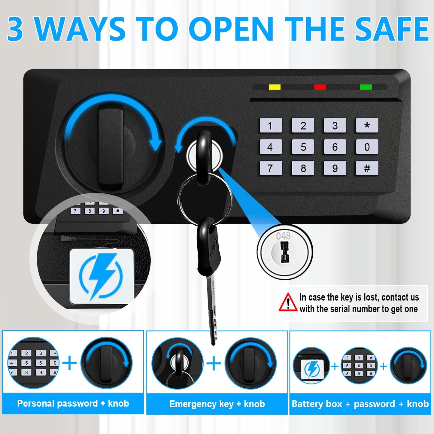 6.1 Cuft Large Fireproof Safe for Documents, Digital Security Personal Safety Box with Programmable Keypad, Spare Keys and Removable Shelf, Anti-Theft Fire Safe Box for Home Money Firearm Medicine