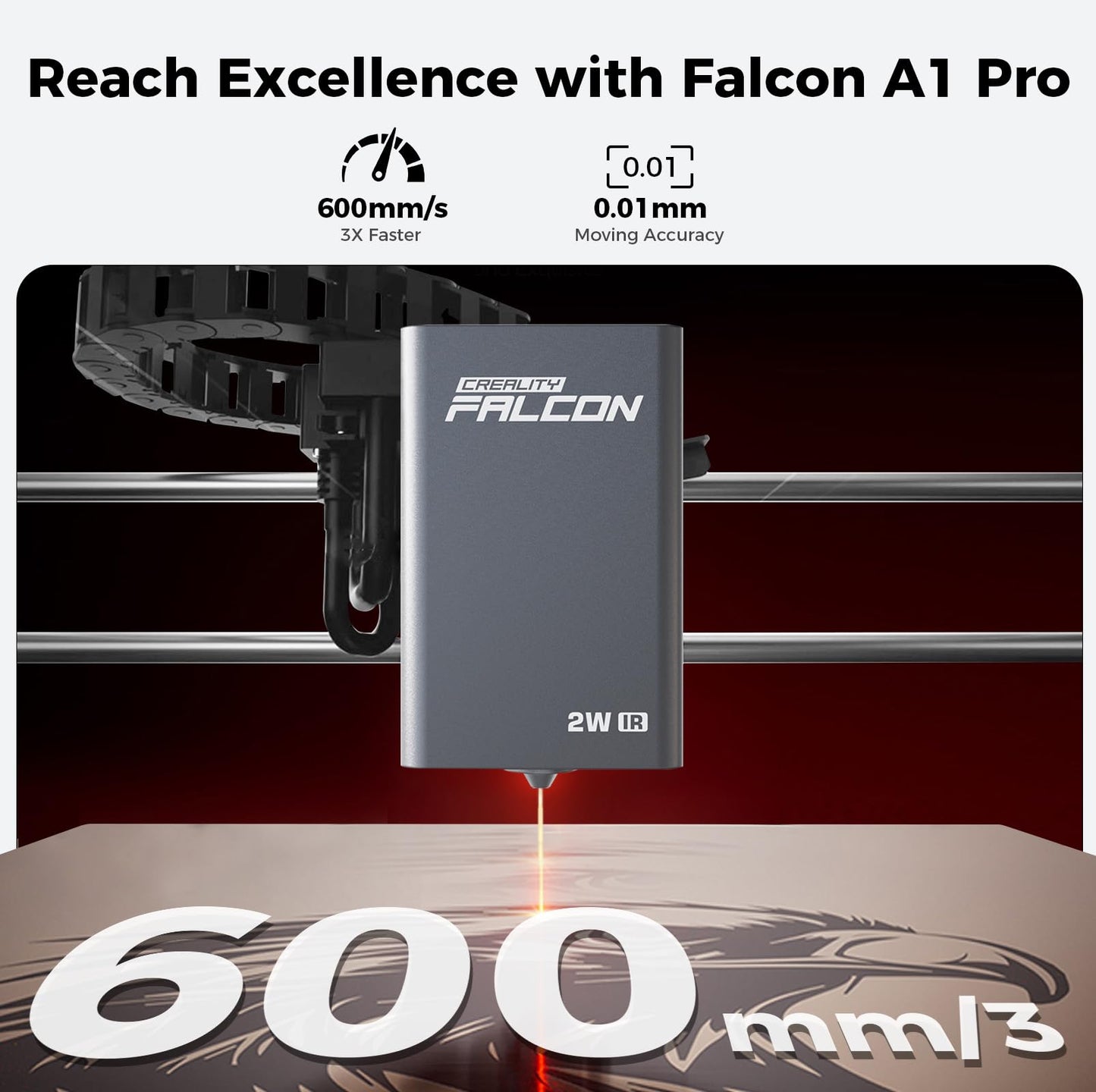 Creality 2W Infrared Laser Module, Falcon A1 Pro Replace Laser Module, High-Precision Engraving Laser for Metal, Plastic, Acrylic, Compatible Only with Falcon A1 Pro Laser Engraver