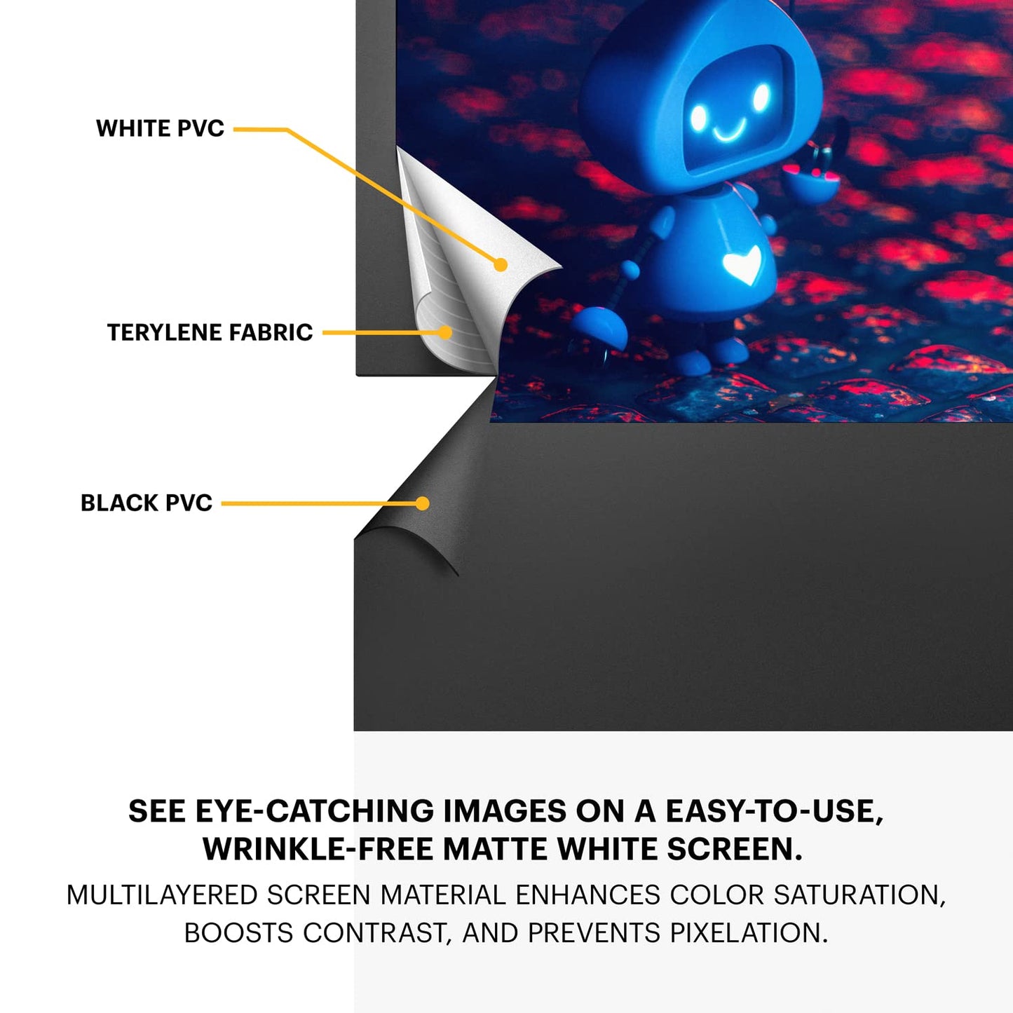 Kodak Portable Projector Screen | 100” Indoor & Outdoor 16:9 Video Projection Surface & Stand with Carry Handle | 1080p, 4K/8K UHD, 3D & HDR Ready | Fast Setup for Movies, Office Presentations & More
