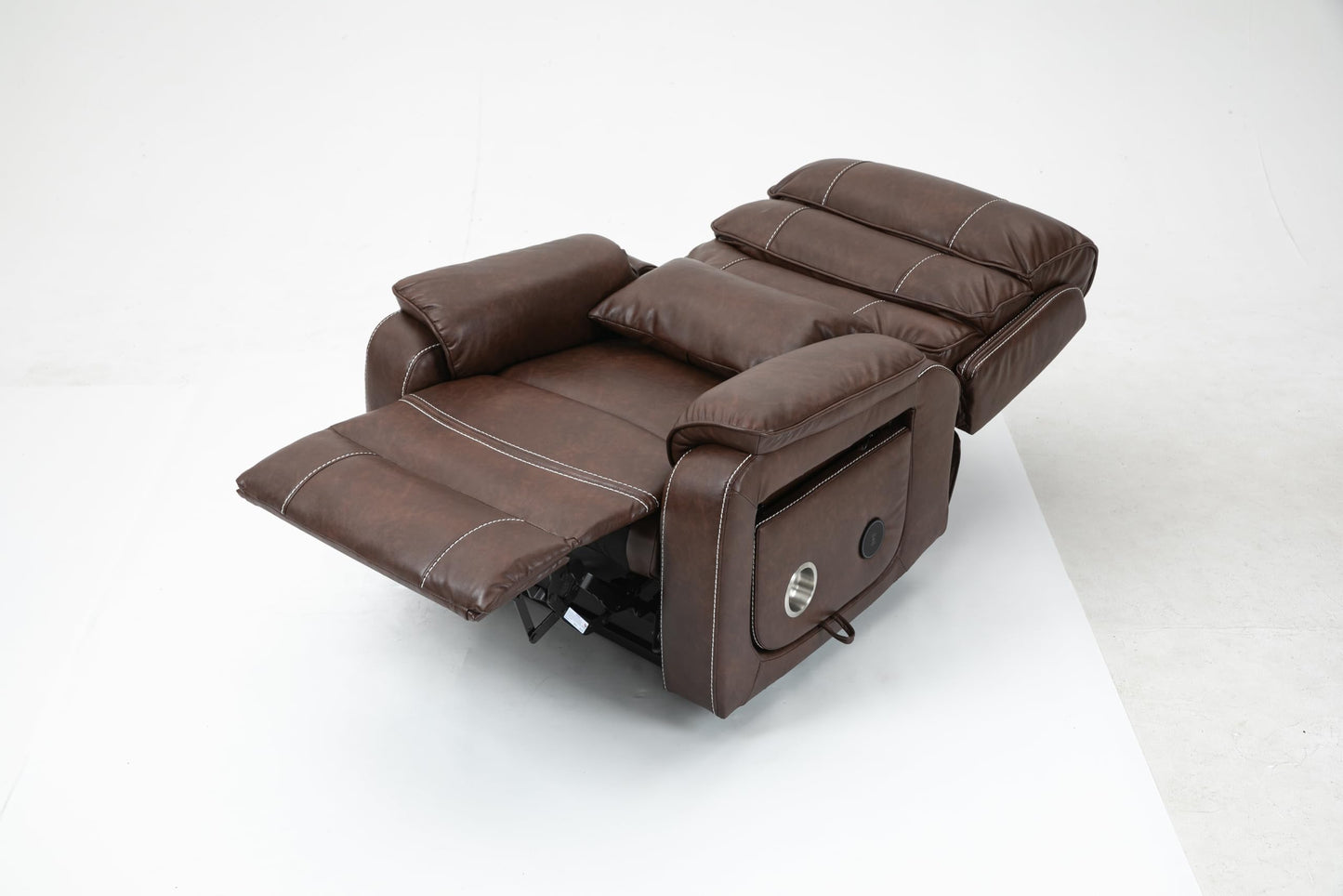 GDFStudio Oversized Power Lift Recliner Chair with Heat Massage Wireless Charging 180 Degree Lay Flat Electric Reclining Sofa with Cup Holder and Dual Remote Control, Brown