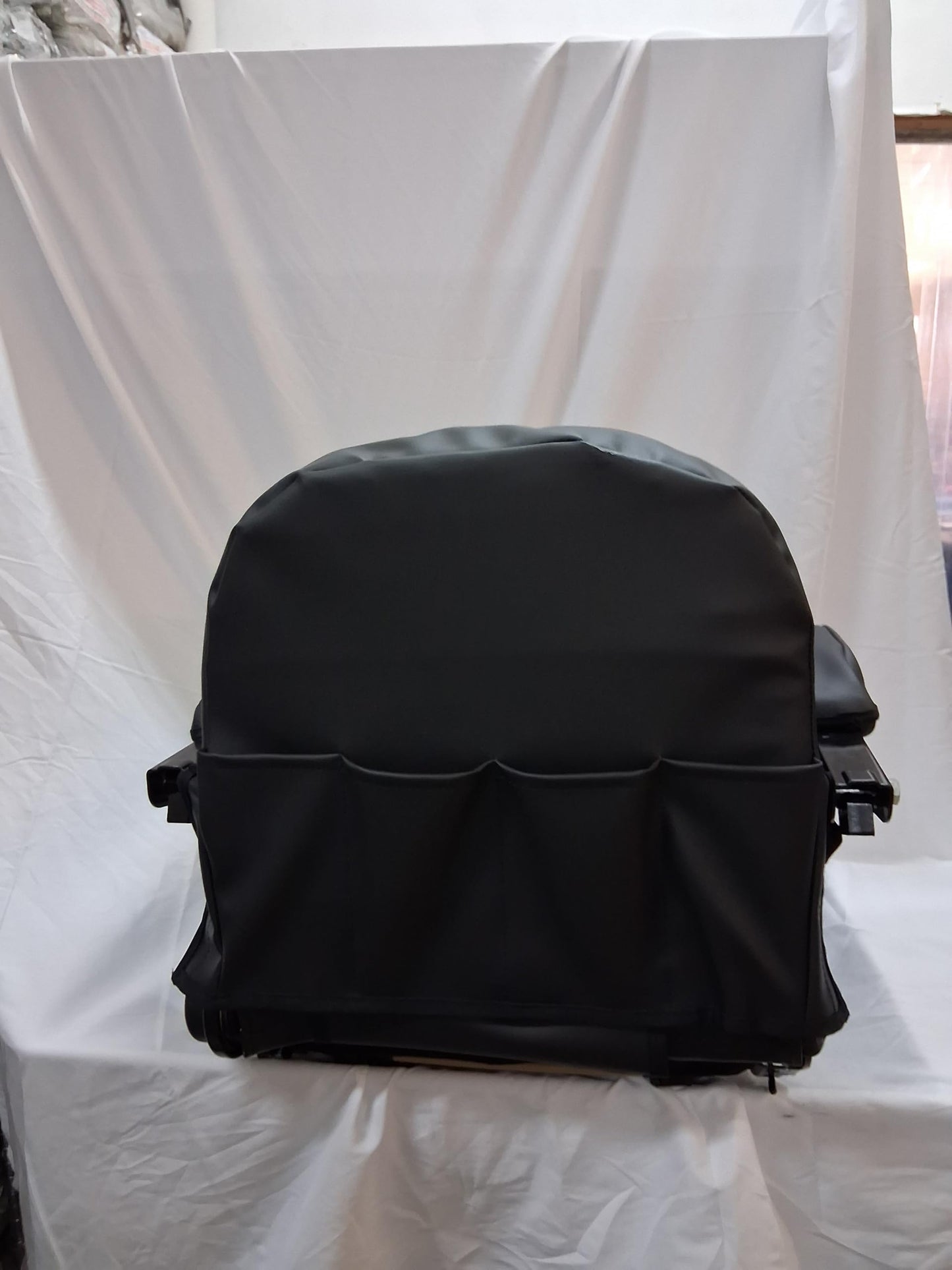 Universal High Back Zero Turn Lawn Mower Seat in Black and Brown Vinyl. TS101.