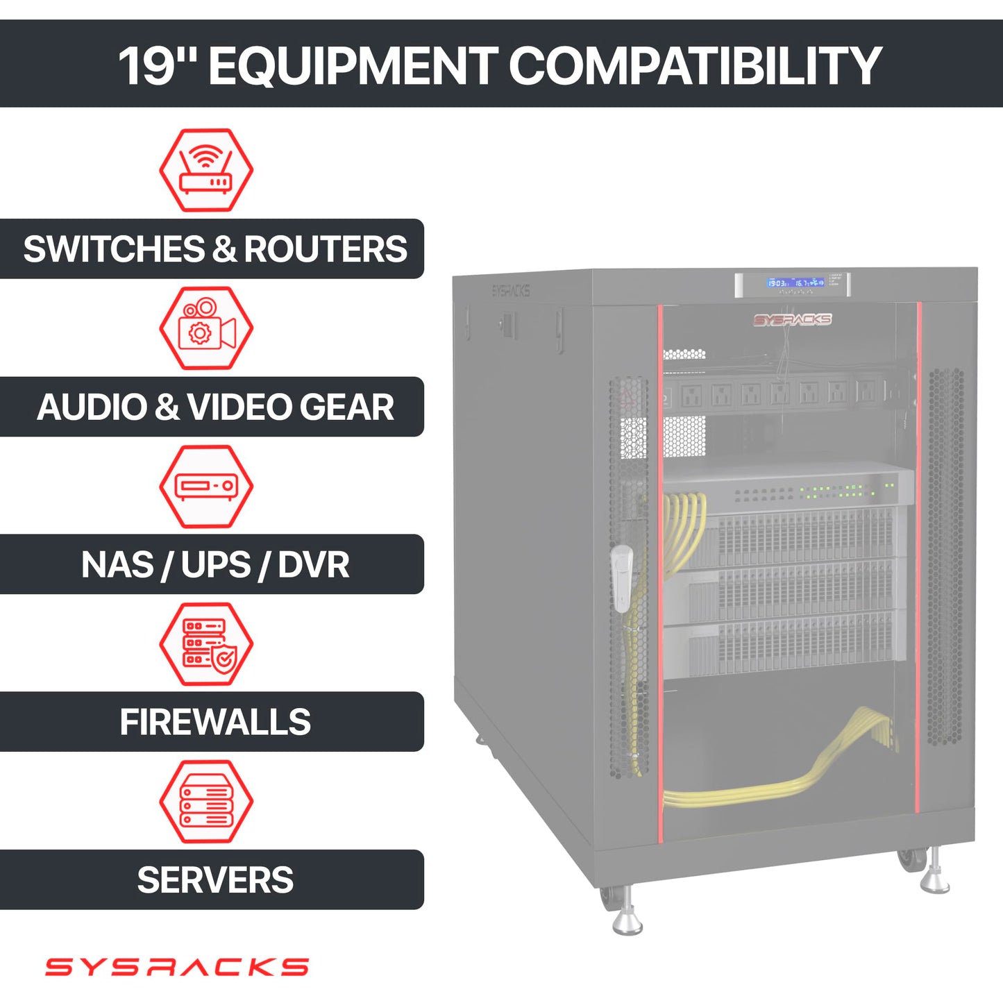 Sysracks 22U Premium Rack Mount Server 35" Depth Deep Network Cabinet, Server Rack with Fan, Removable Side Panels, Locking Glass Door Computer Cabinet Enclosure Network Rack Case PR 22.900