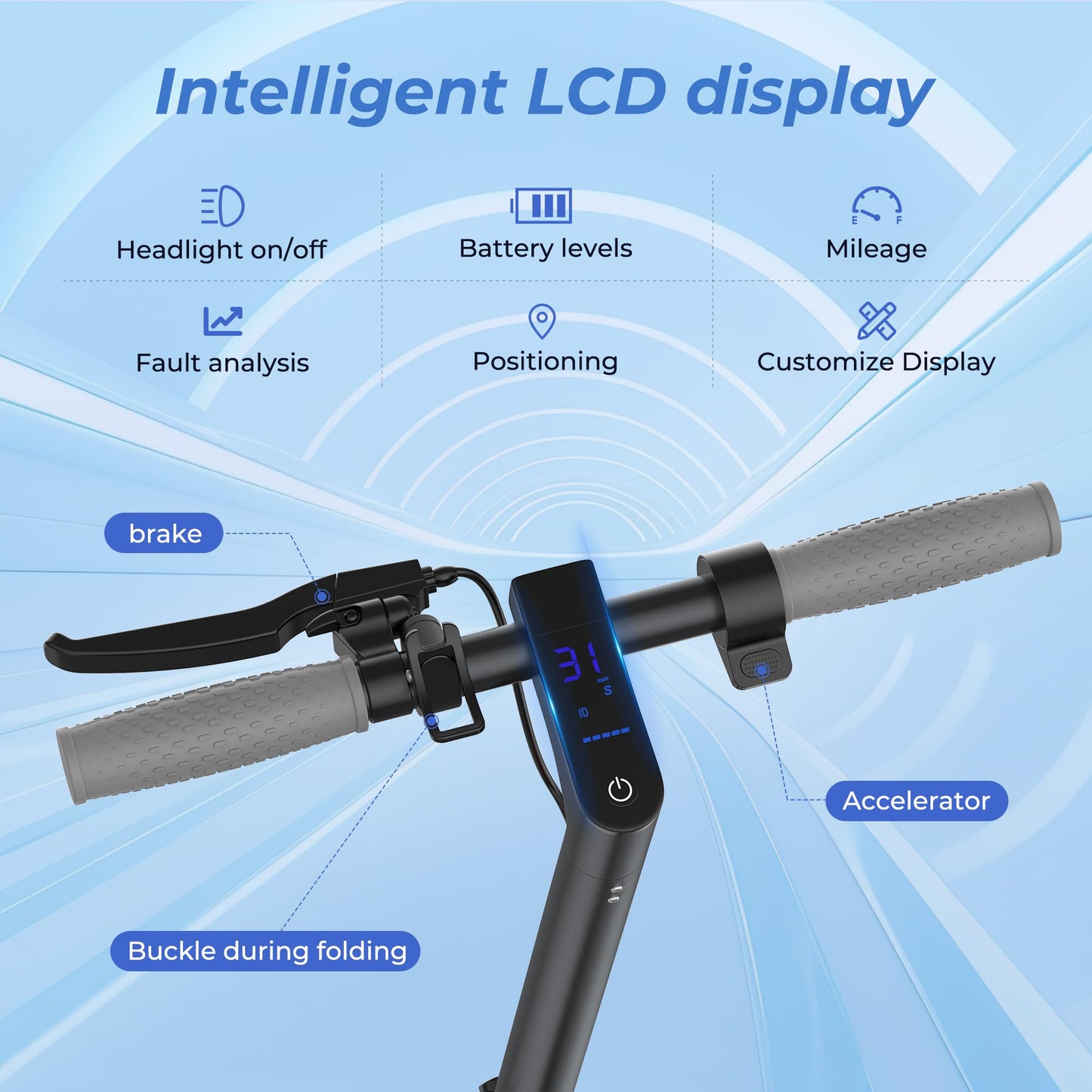 Scooter for Adults- 10" Solid Tires/500W Motor, 22 MPH Digital Display, Up to 24 Miles Long-Range Commuting Folding E-Scooter with Dual Braking System, App Control